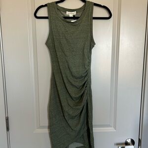 Green Sleeveless Ruched Dress
